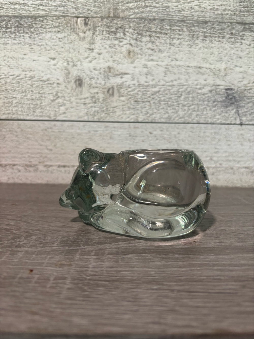 Clear Glass Cat Figurine Votive Holder